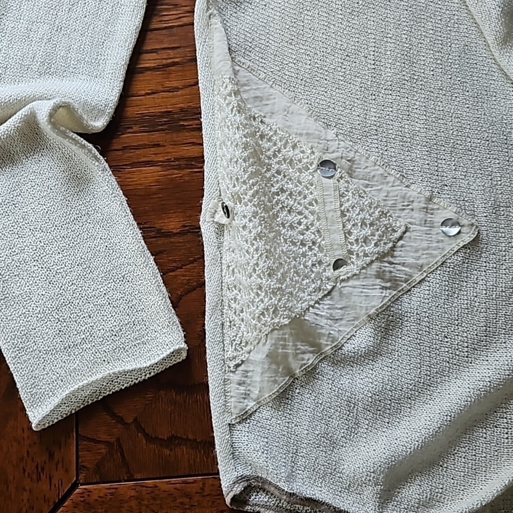 Caty Lesca Knit Lace Cardigan Sweater Size 3 - Picture 5 of 16